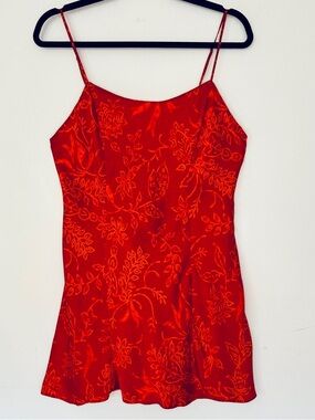 VICTORIA’S SECRET 1999 Vintage Red & Orange Floral Pure Silk Slip Dress